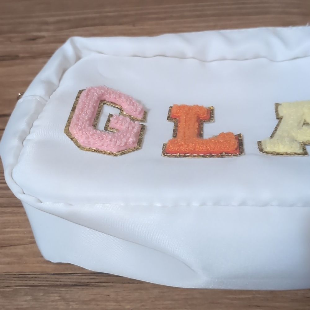 White with Rainbow GLAM Patches MakeUp Bag‎ - Picture 3 of 7